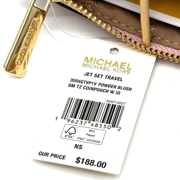 Michael Kors Jet Set Travel Small Top Zip Coin Pouch with ID Holder Powder Blush - Picture 8 of 8